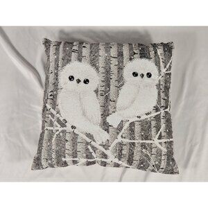 Holiday Time Baby White Owl Pillow w Metalic Accents 16 x 16